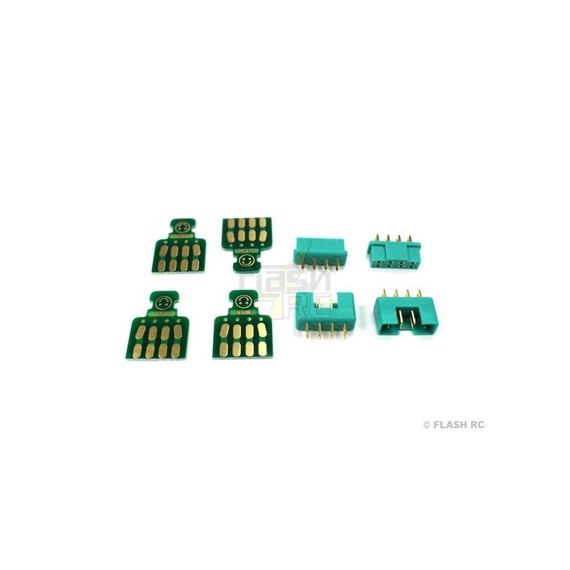 Toma MPX verde de 8 patillas M/F + placas (2 pares)