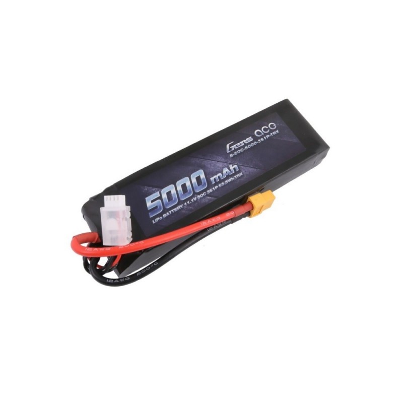 Batería Gens Ace, Lipo 3S 11.1V 5000mAh 50C larga para Traxxas XT60 enchufe