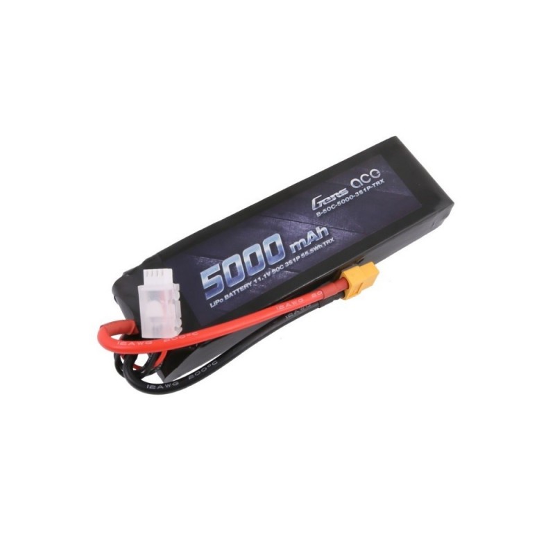 Batterie Gens Ace, Lipo 3S 11.1V 5000mAh 50C format long pour Traxxas prise XT60