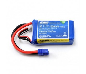 Batteria E-flite lipo 3S 11.1V 1350mAh 30C con connettore EC3