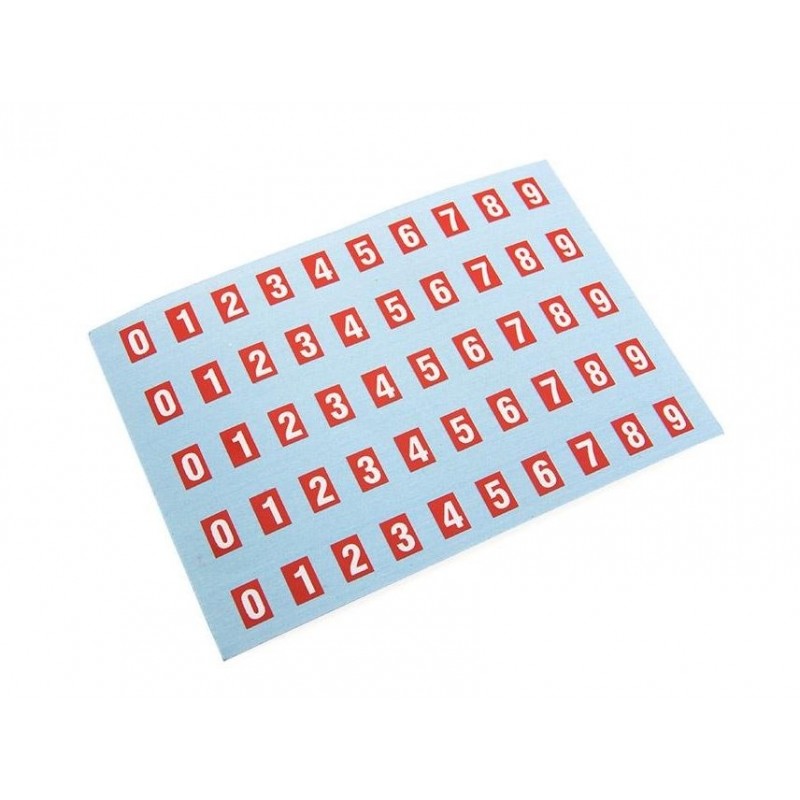 Numbers (stickers) to identify the connectors (red / white)