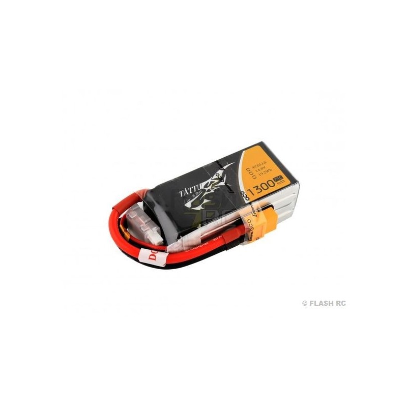 Batterie Racing Tattu lipo 4S 14.8V 1300mAh 75C prise xt60