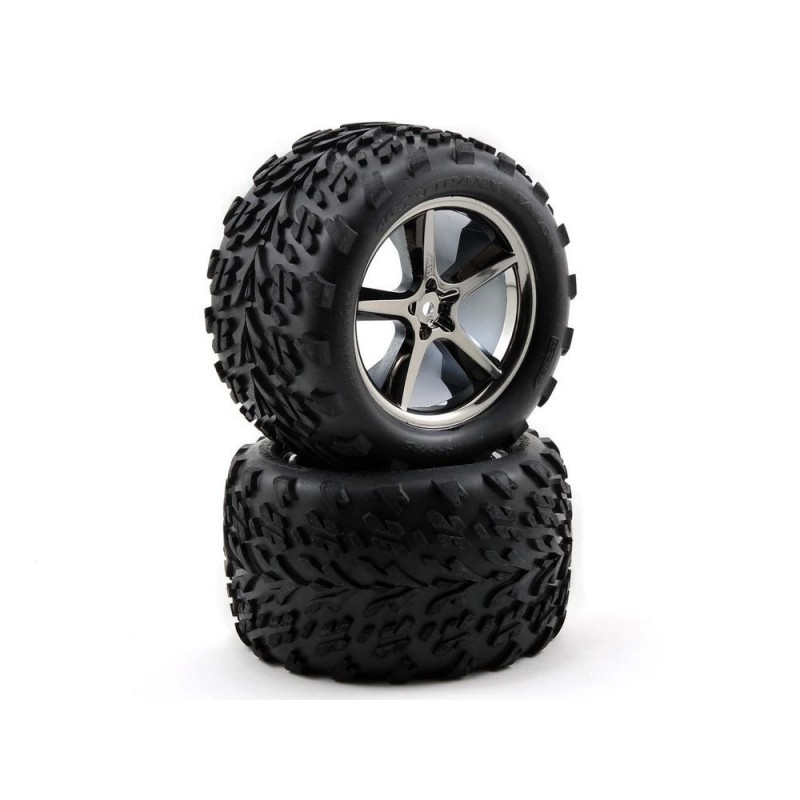 Traxxas GeMini Black Chrome Tires + Rims 1/10th 5374A