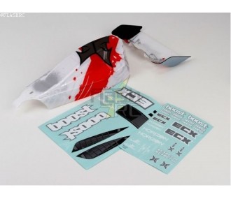 Carrocería blanca/roja + alerón ECX 1/10 2WD Boost