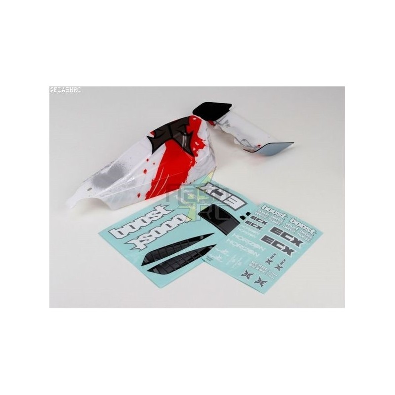 Carrocería blanca/roja + alerón ECX 1/10 2WD Boost