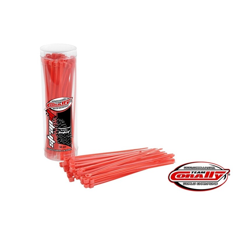 Brida sujetacables Rilsan roja - 2,5x100mm - 50 unidades - Team Corally