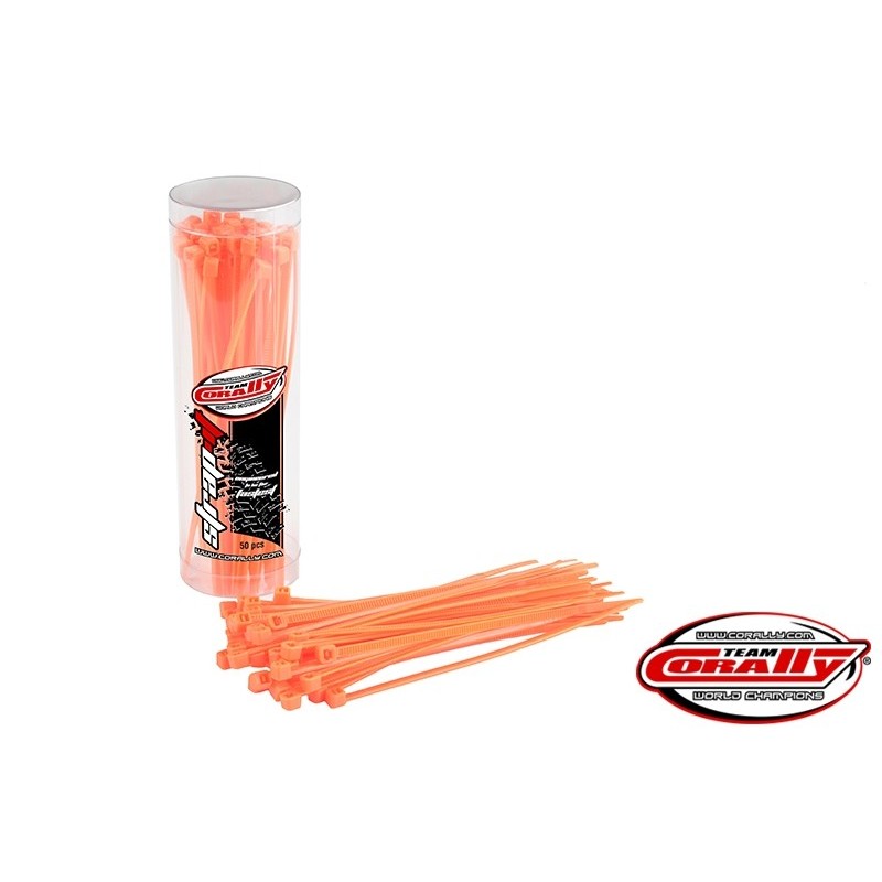 Brida sujetacables Rilsan naranja - 2,5x100mm - 50 unidades - Team Corally