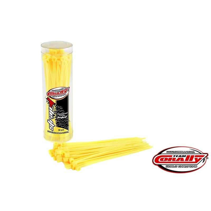 Serre cable rilsan jaune - 2,5x100mm - 50 pcs - Team Corally