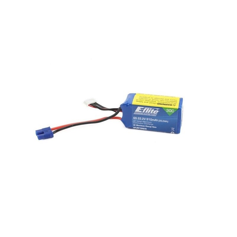 Battery E-flite lipo 6S 22.2V 910mAh 30C EC3 socket