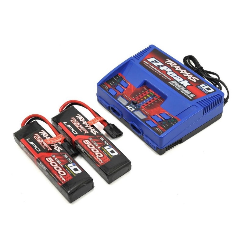 Caricabatterie Traxxas EZ-Peak Dual 100W + 2 x Lipo 3s 5000mha iD 2990G