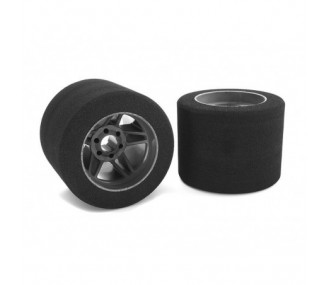 Foam tires 1/8 track electric rear 35sh 72mm on black rims (1 pair) - Corally