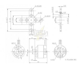 Brushless motor DM2210 (43g, 1700kv, 140W) Pro-Tronik