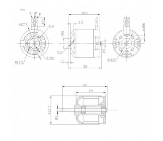 Brushless motor DM2220 (71g, 1100kv, 200W) Pro-Tronik