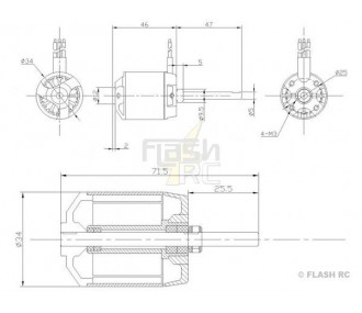 Brushless motor DM2625 (138g, 1050kv, 400W) Pro-Tronik