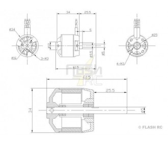 Bürstenloser Motor DM2615 (97g, 1050kv, 250W) Pro-Tronik