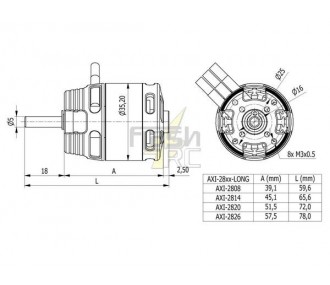 AXI 2814/20 V2 GOLD LINE Long Axis Motor (115g, 840kv, 355W)