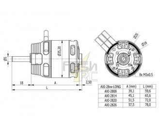 AXI 2814/20 V3 GOLD LINE Long Axis Motor (115g, 840kv, 355W)