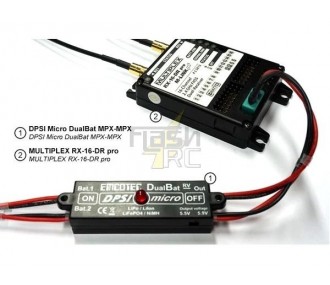 DPSI Micro DualBat 5,9/7,2V Emcotec Alimentazione doppia (2x MPX -> 1x MPX)