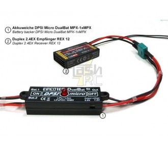 DPSI Micro DualBat 5,9/7,2V Emcotec Alimentazione doppia (2x MPX -> 1x MPX)