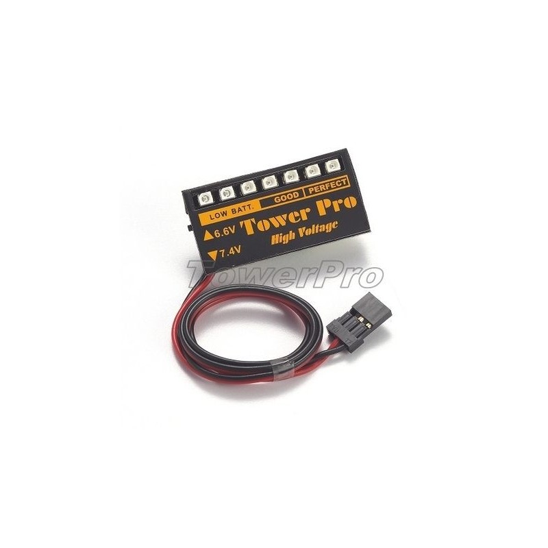 On-board LiFe/Lipo LED voltmeter (6.6V or 7.4V) Towerpro