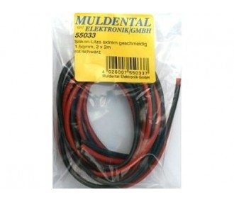 Cable souple silicone cuivre 1,5mm² rouge - 1m Muldental