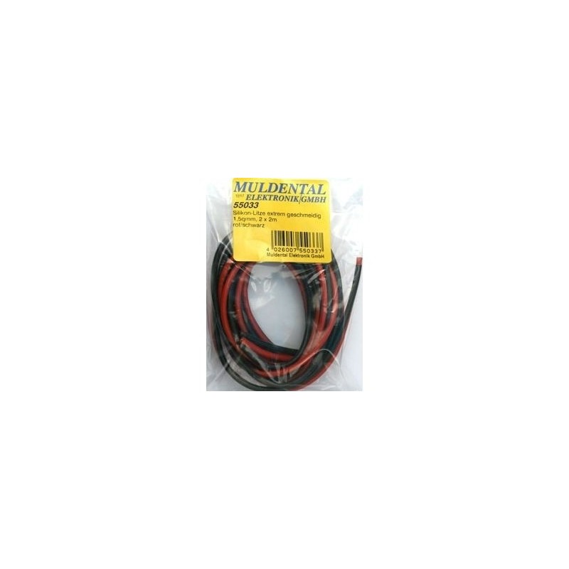 Cable souple silicone cuivre 1,5mm² rouge - 1m Muldental