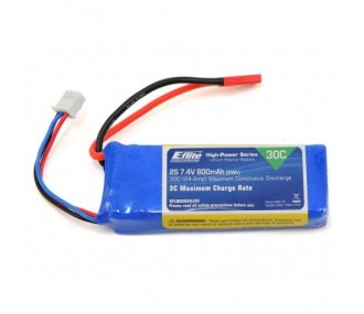 Battery E-flite lipo 2S 7.4V 800mAh 30C socket jst-bec
