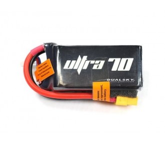 Batteria Dualsky Ultra70, lipo 3S 11.1V 1300mAh 70C presa XT60