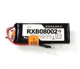 Batteries de réception - Batterie Lipo 2S 7.4V 800mAh 20C RX Dualsky -  FLASH RC