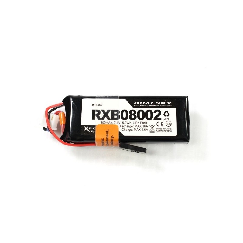 Lipo 2S 7.4V 800mAh 20C RX Dualsky Battery