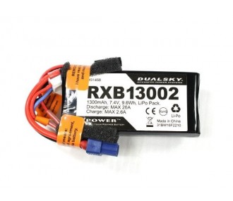 Lipo 2S 7.4V 1300mAh 20C RX Dualsky Battery