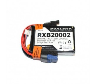 Akku Lipo 2S 7.4V 2000mAh 20C RX Dualsky Steckdose XT60