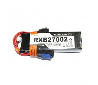 Akku Lipo 2S 7.4V 2700mAh 20C RX Dualsky Steckdose XT60