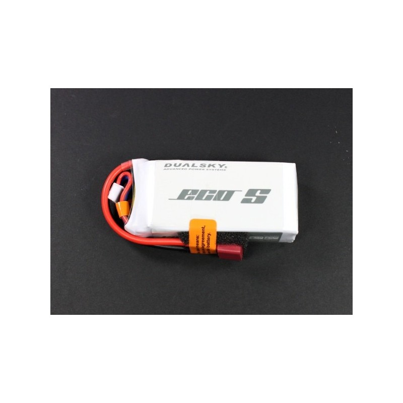 Dualsky ECO S battery, lipo 3S 11.1V 1300mAh 25C socket