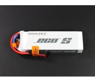 Batterie Dualsky ECO S, lipo 3S 11.1V 2200mAh 25C prise deans