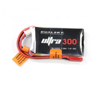 Batteria Dualsky Ultra, lipo 2S 7.4V 300mAh 50C con connettore jst-bec