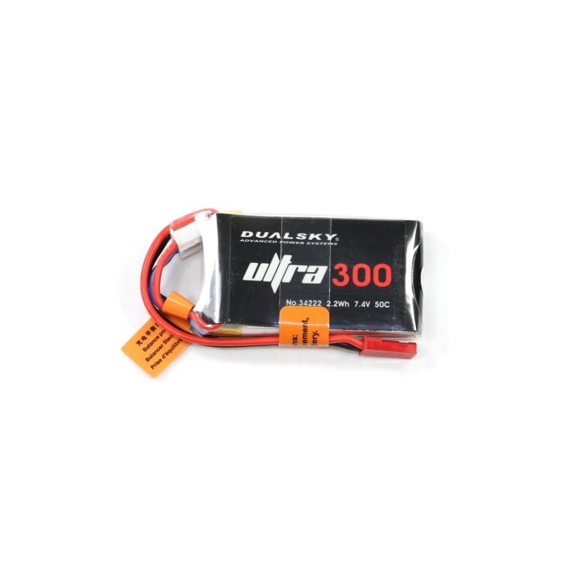 Batteria Dualsky Ultra, lipo 2S 7.4V 300mAh 50C con connettore jst-bec