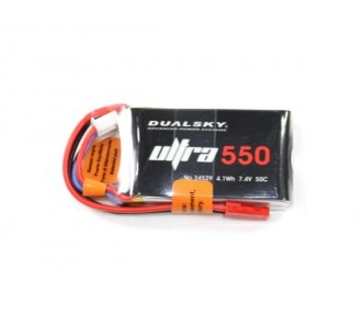 Batteria Dualsky Ultra, lipo 2S 7.4V 550mAh 50C con connettore jst-bec