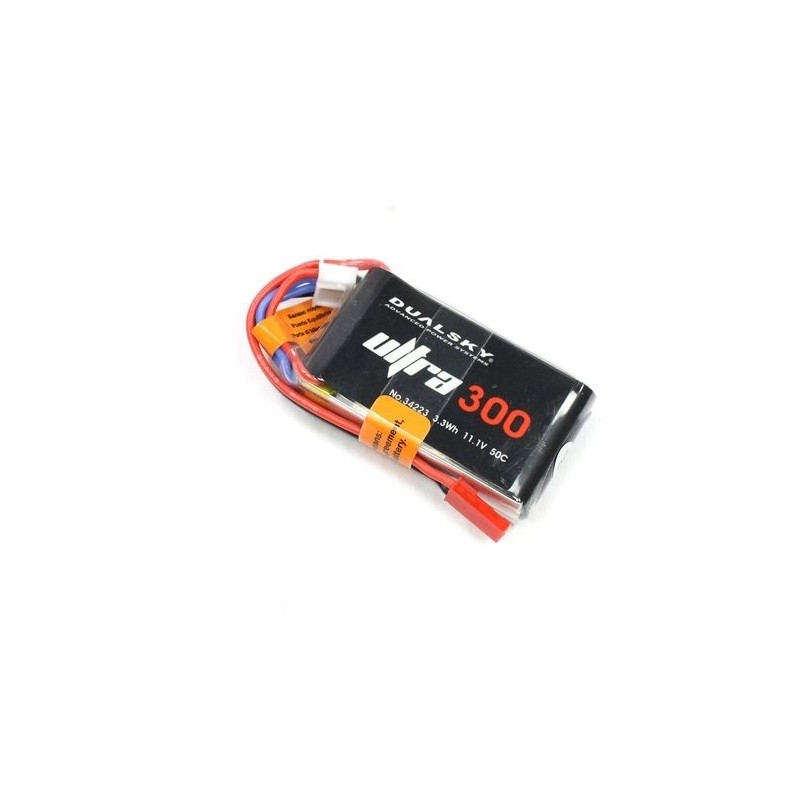 Dualsky Ultra battery, lipo 3S 11.1V 300mAh 50C jst-bec plug