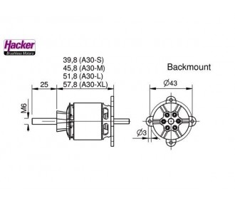 Brushless-Motor Hacker A30-8 XL V4 (177g, 1100kv, 770W)