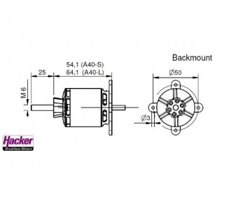 Brushless-Motor Hacker A40-10S V4 8-Pole (190g, 1600kv, 1600W)