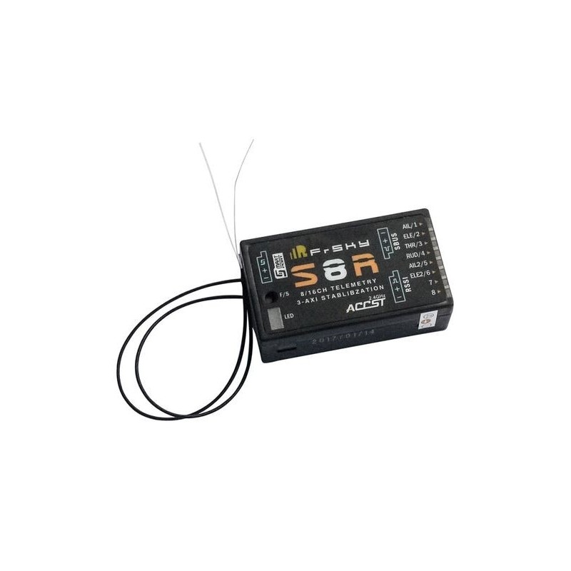 Récepteur S8R EU 8 Voies avec gyro 3 axes ACCST S-BUS FR-SKY