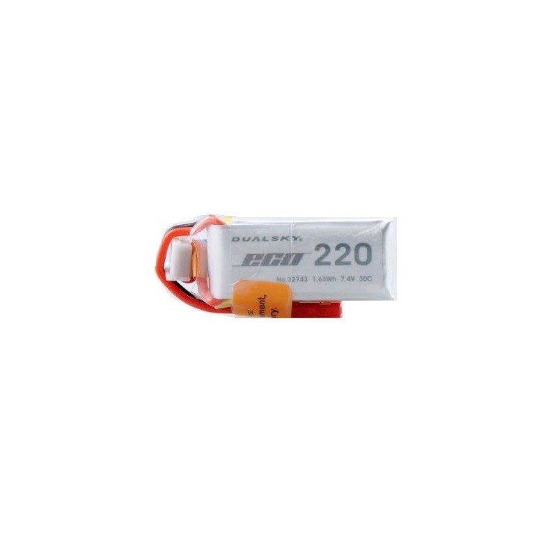 Dualsky battery, lipo 2S 7.4V 220mAh 30C jst-bec plug