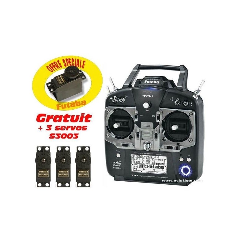 Futaba T8J 2.4Ghz FHSS M1 radio (batería y cargador) + Rx 2008SB + 3*S3003