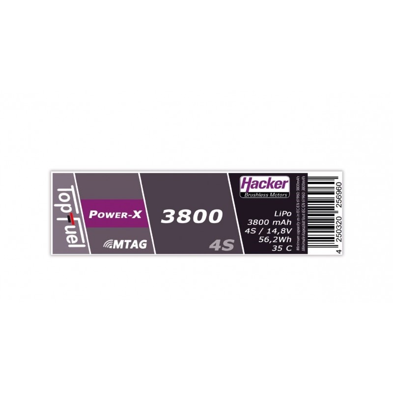 Lipo Hacker TopFuel Power-X MTAG 4S 14.8V 3800mAh 35C XT90S Socket