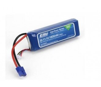 Batterie E-flite lipo 3S 11.1V 1800mAh 30C prise EC3