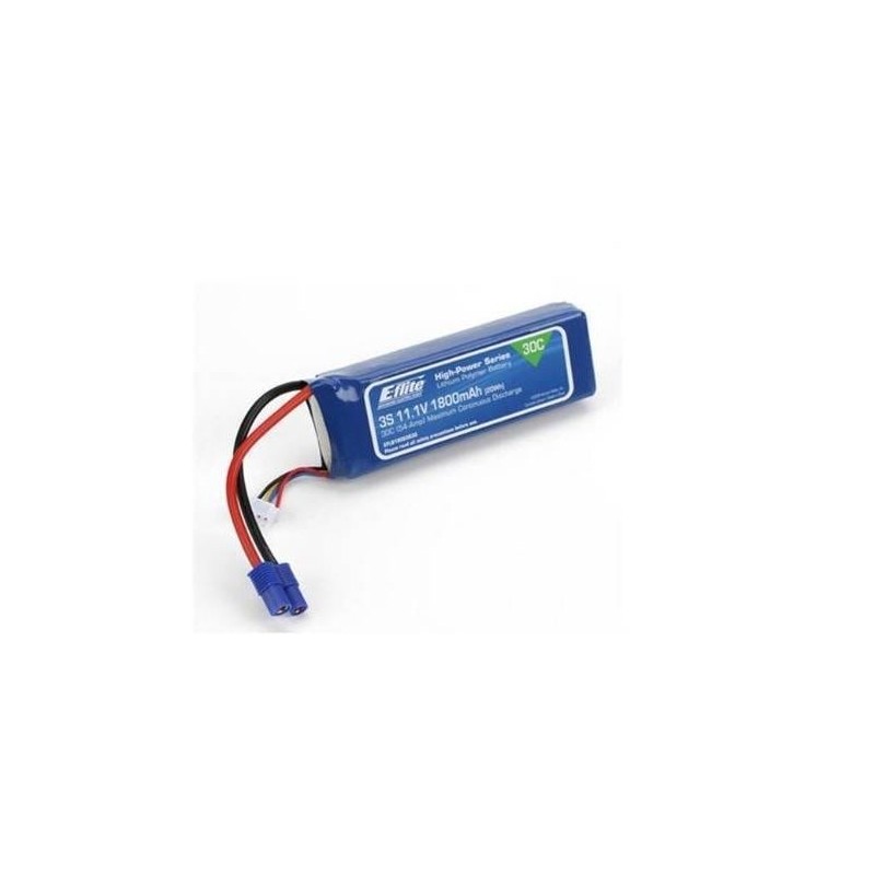 Battery E-flite lipo 3S 11.1V 1800mAh 30C EC3 socket