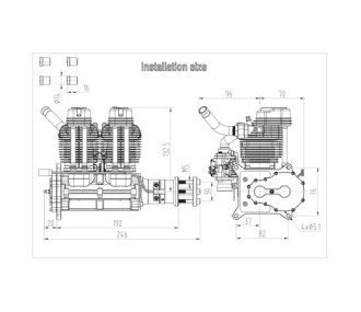 GF60i2 4-stroke gasoline engine 60cc twin cylinder - NGH