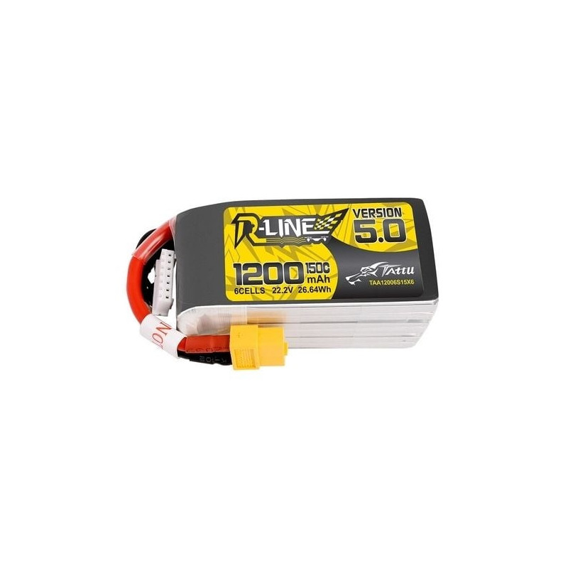 Batterie Tattu R-line V5.0 lipo 6S 22.2V 1200mAh 150C prise XT60
