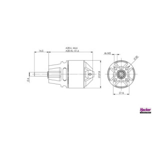 Motor sin escobillas Hacker A20-20 L-LN EVO (68g, 1022kv,200W)